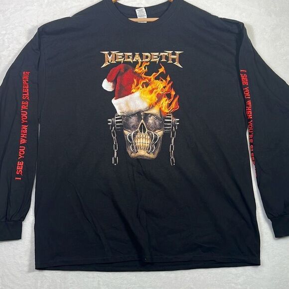 Megadeth‎ limited release flaming winter skull long sleeve Shirt NWOT Men 2XL - Picture 1 of 6